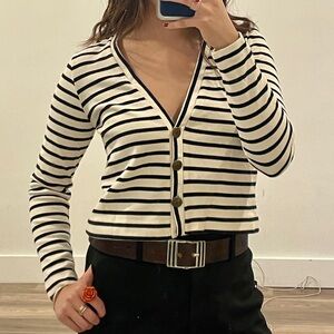 XS Mango Striped Cardigan with Buttons
